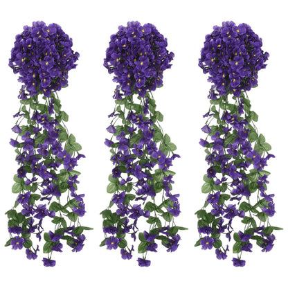 Ghirlande Fiori Artificiali 3 pz Viola Scuro 85 cm