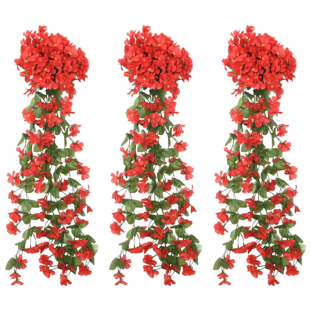 Ghirlande Fiori Artificiali Natale 3 pz Rosso 85 cm