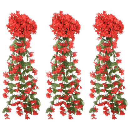 Ghirlande Fiori Artificiali Natale 3 pz Rosso 85 cm