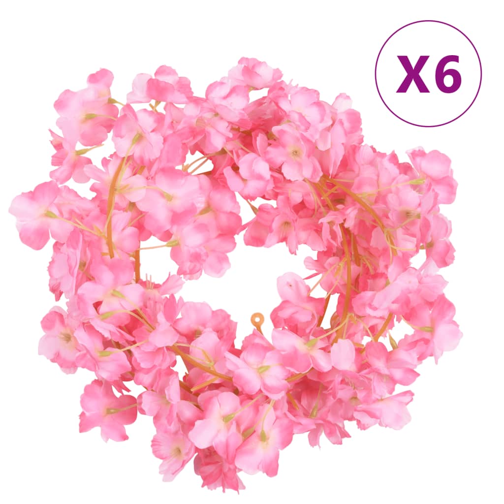Ghirlande Fiori Artificiali Natale 6 pz Rosa Scuro 180 cm