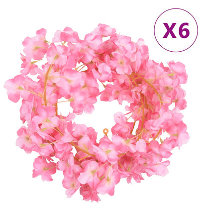 Ghirlande Fiori Artificiali Natale 6 pz Rosa Scuro 180 cm