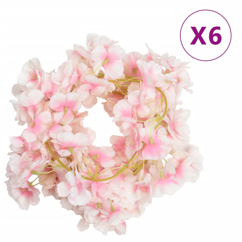 Ghirlande Fiori Artificiali Natale 6 pz Rosa Chiaro 180 cm