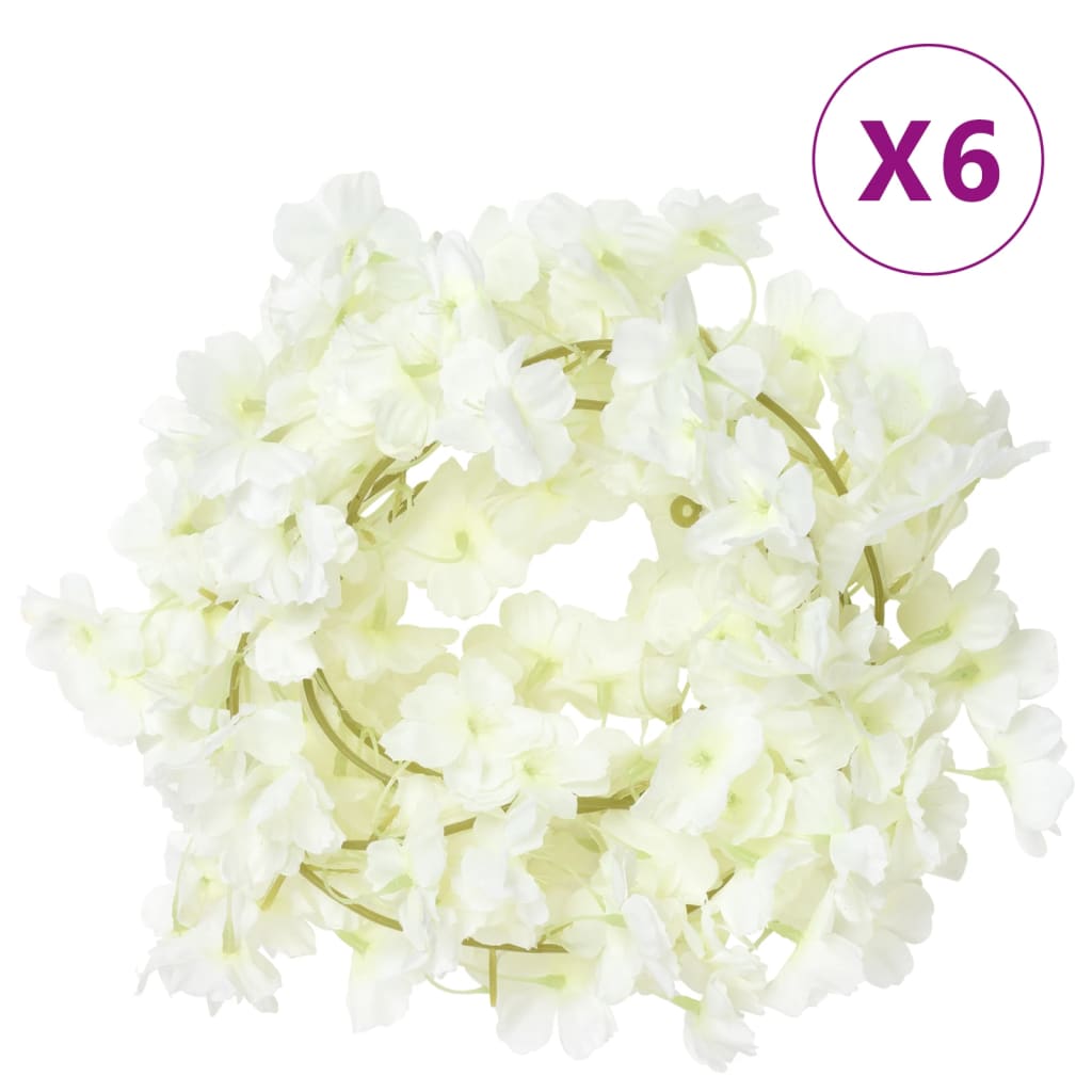 Ghirlande Fiori Artificiali Natale 6 pz Bianco 180 cm