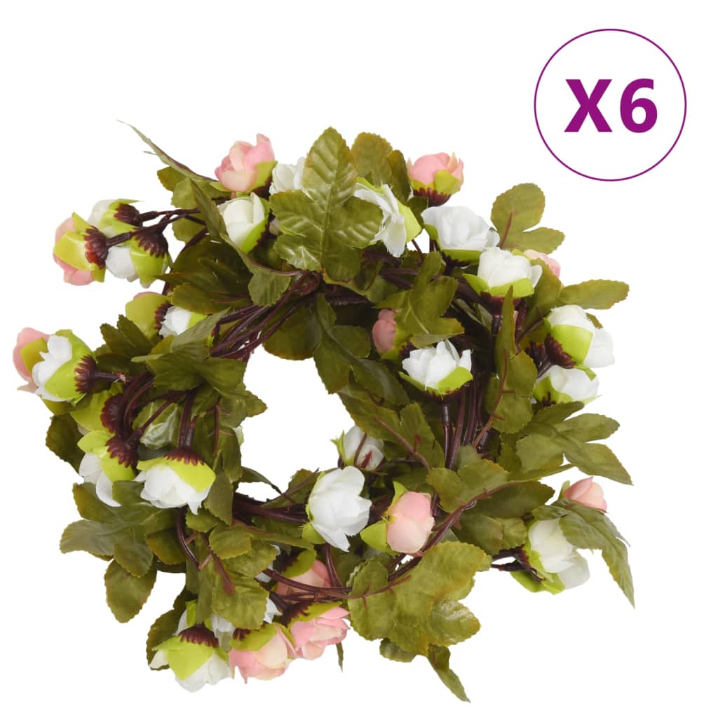 Ghirlande Fiori Artificiali Natale 6 pz Champagne 215 cm