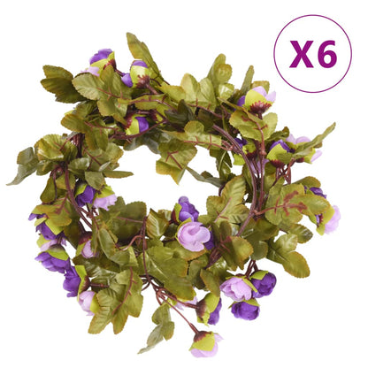 Ghirlande Fiori Artificiali Natale 6 pz Viola Chiaro 215 cm