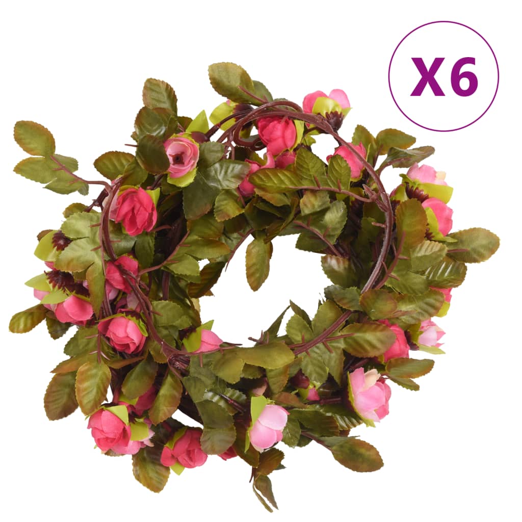 Ghirlande Fiori Artificiali Natale 6 pz RosÃ© 215 cm