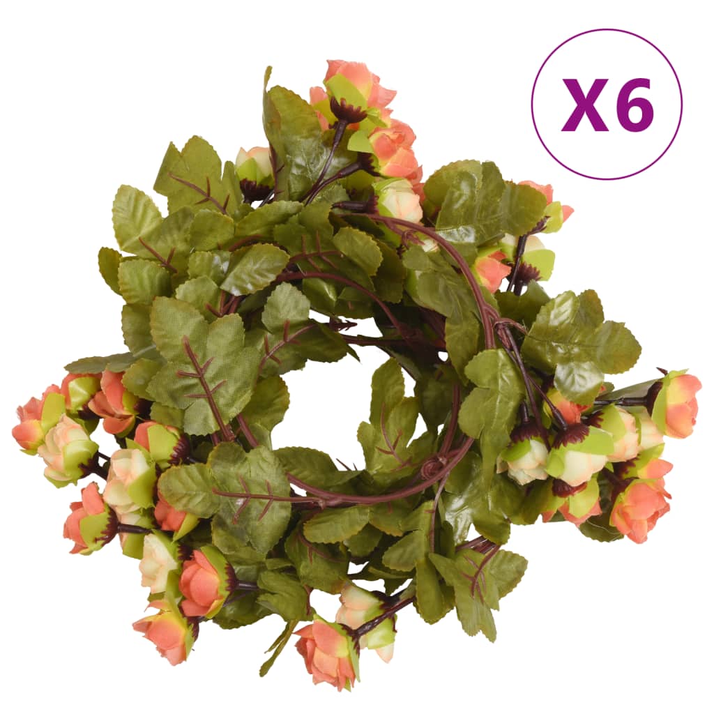 Ghirlande Fiori Artificiali Natale 6 pz Rosso Tramonto 215 cm