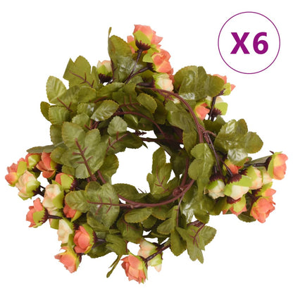 Ghirlande Fiori Artificiali Natale 6 pz Rosso Tramonto 215 cm