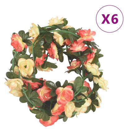 Ghirlande Fiori Artificiali Natale 6 pz Rosé e Champagne 240 cm