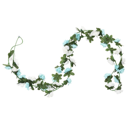 Ghirlande Fiori Artificiali Natale 6 pz Blu e Bianco 240 cm