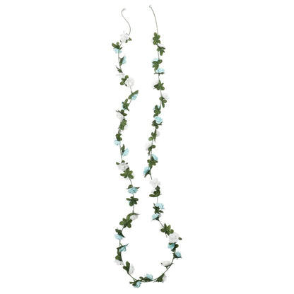 Ghirlande Fiori Artificiali Natale 6 pz Blu e Bianco 240 cm