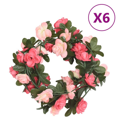 Ghirlande Fiori Artificiali Natale 6 pz Rosé 240 cm