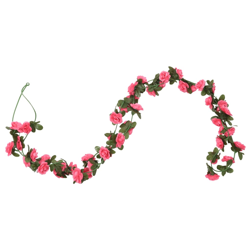 Ghirlande Fiori Artificiali Natale 6 pz Rosa Rossa 240 cm