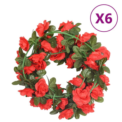 Ghirlande Fiori Artificiali Natale 6 pz Rosso 240 cm