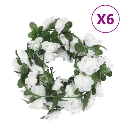 Ghirlande Fiori Artificiali Natale 6 pz Bianco 240 cm