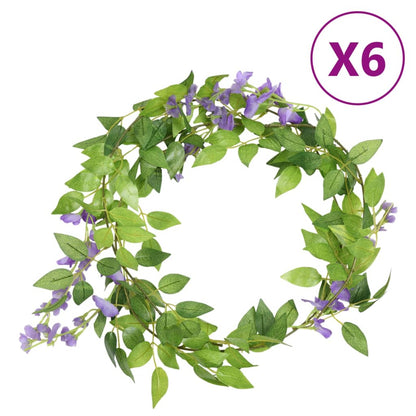 Ghirlande Fiori Artificiali Natale 6 pz Viola 200 cm