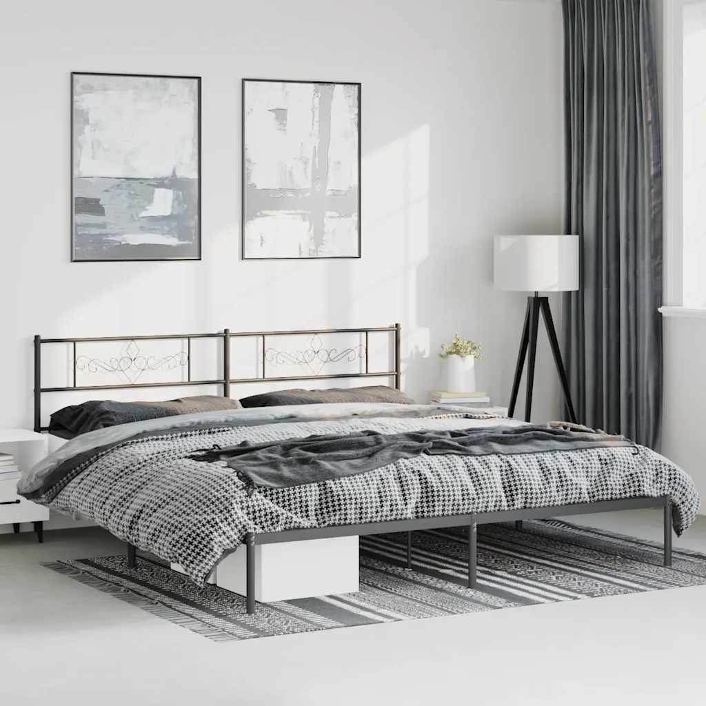 Giroletto con Testiera in Metallo Nero 193x203 cm