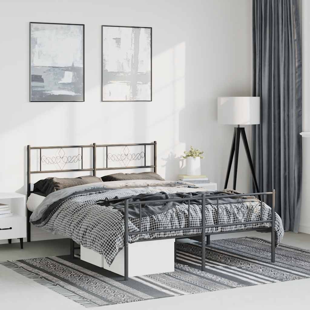 Giroletto con Testiera e Pediera Metallo Nero 135x190 cm