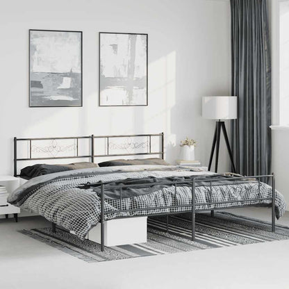 Giroletto con Testiera e Pediera Metallo Nero 183x213 cm