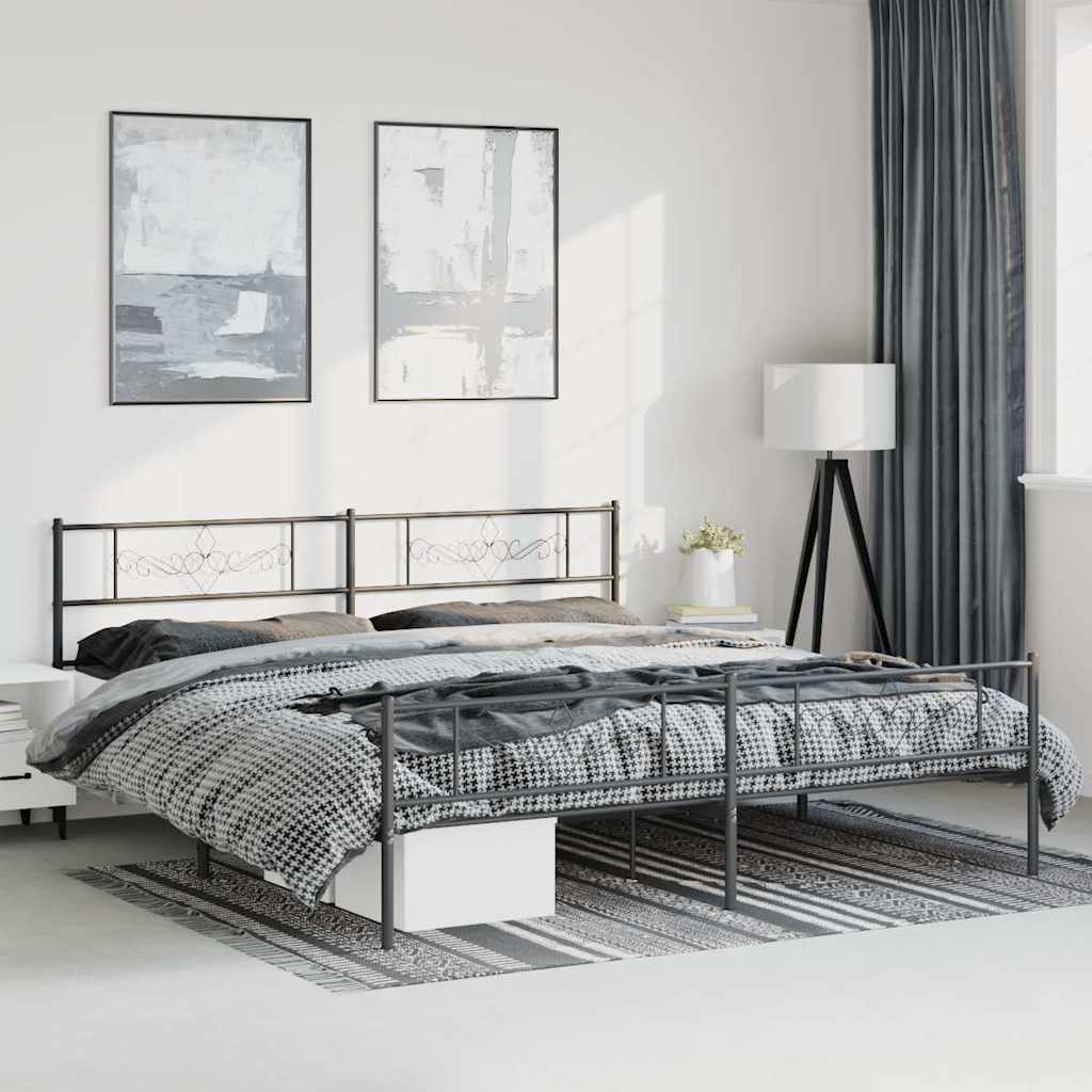 Giroletto con Testiera e Pediera Metallo Nero 193x203 cm