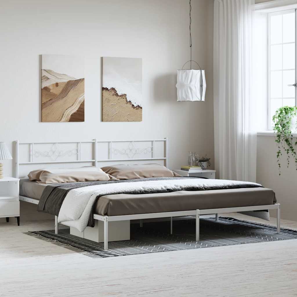 Giroletto con Testiera Metallo Bianco 183x213 cm