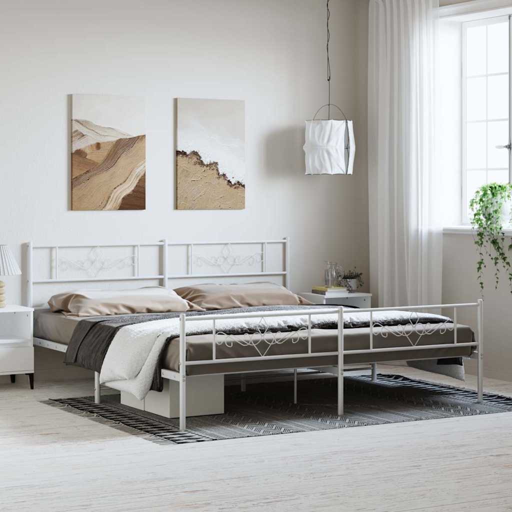 Giroletto con Testiera e Pediera Metallo Bianco 183x213 cm