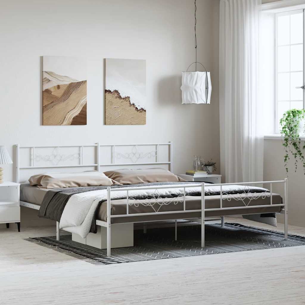 Giroletto con Testiera e Pediera Metallo Bianco 193x203 cm