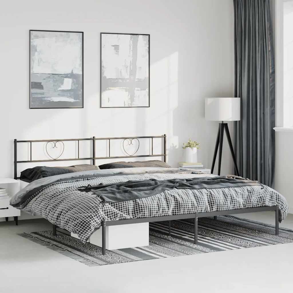 Giroletto con Testiera in Metallo Nero 183x213 cm