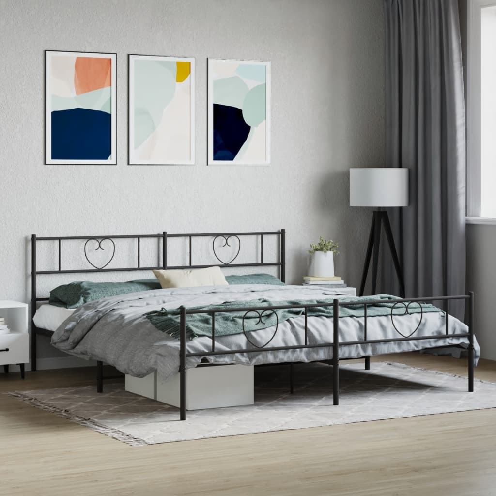 Giroletto senza Materaso con Pediera in Metallo Nero 180x200 cm