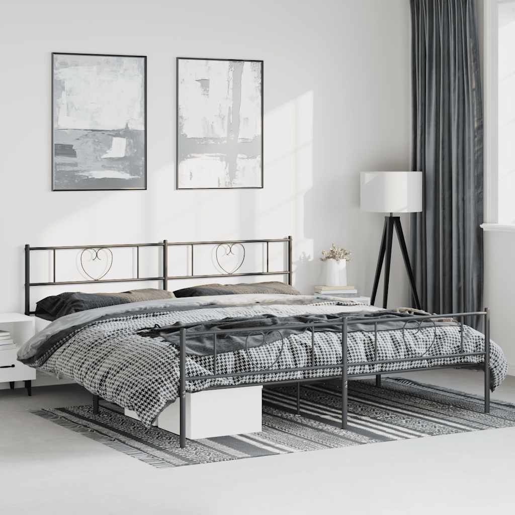 Giroletto con Testiera e Pediera Metallo Nero 183x213 cm