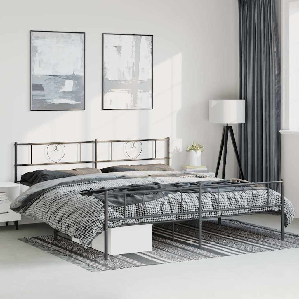 Giroletto con Testiera e Pediera Metallo Nero 193x203 cm