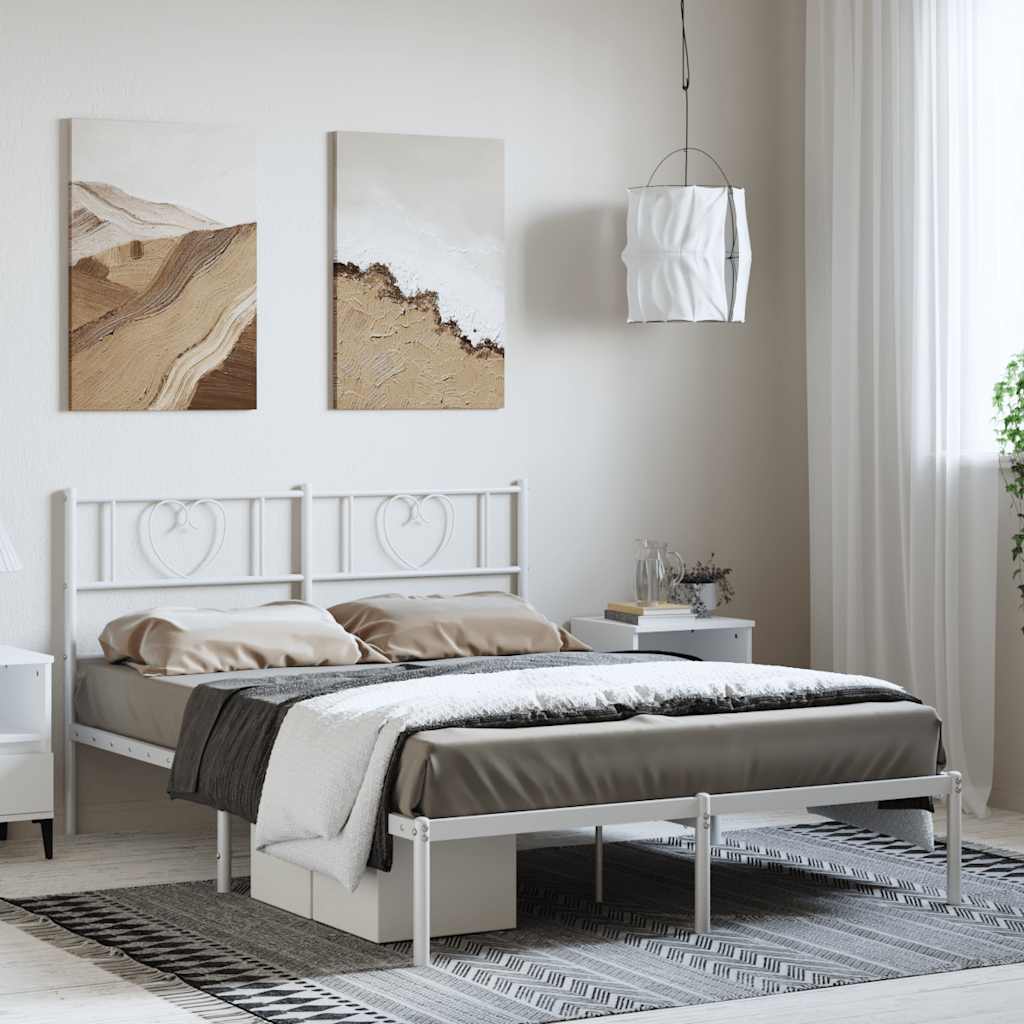 Giroletto con Testiera Metallo Bianco 135x190 cm