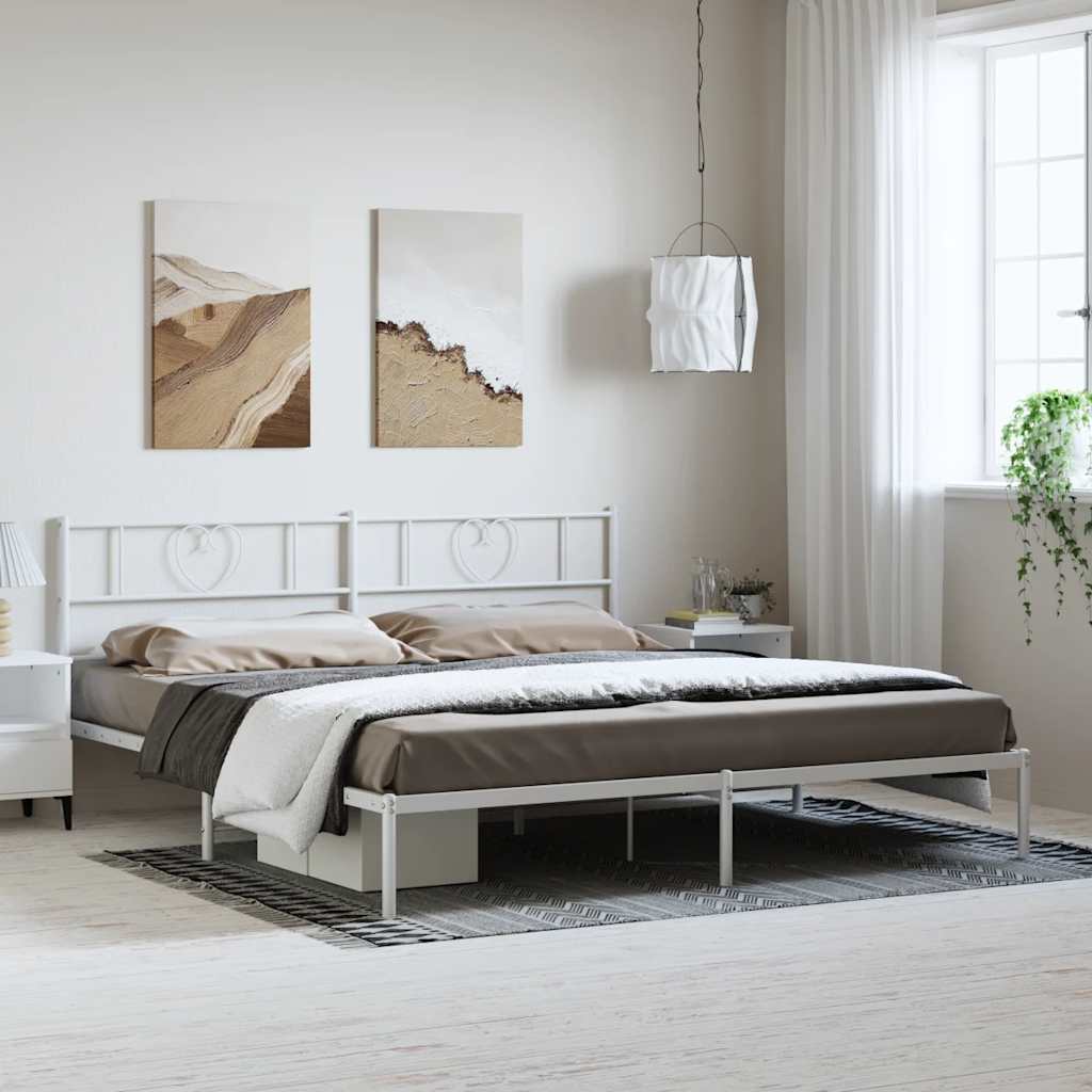 Giroletto con Testiera Metallo Bianco 183x213 cm