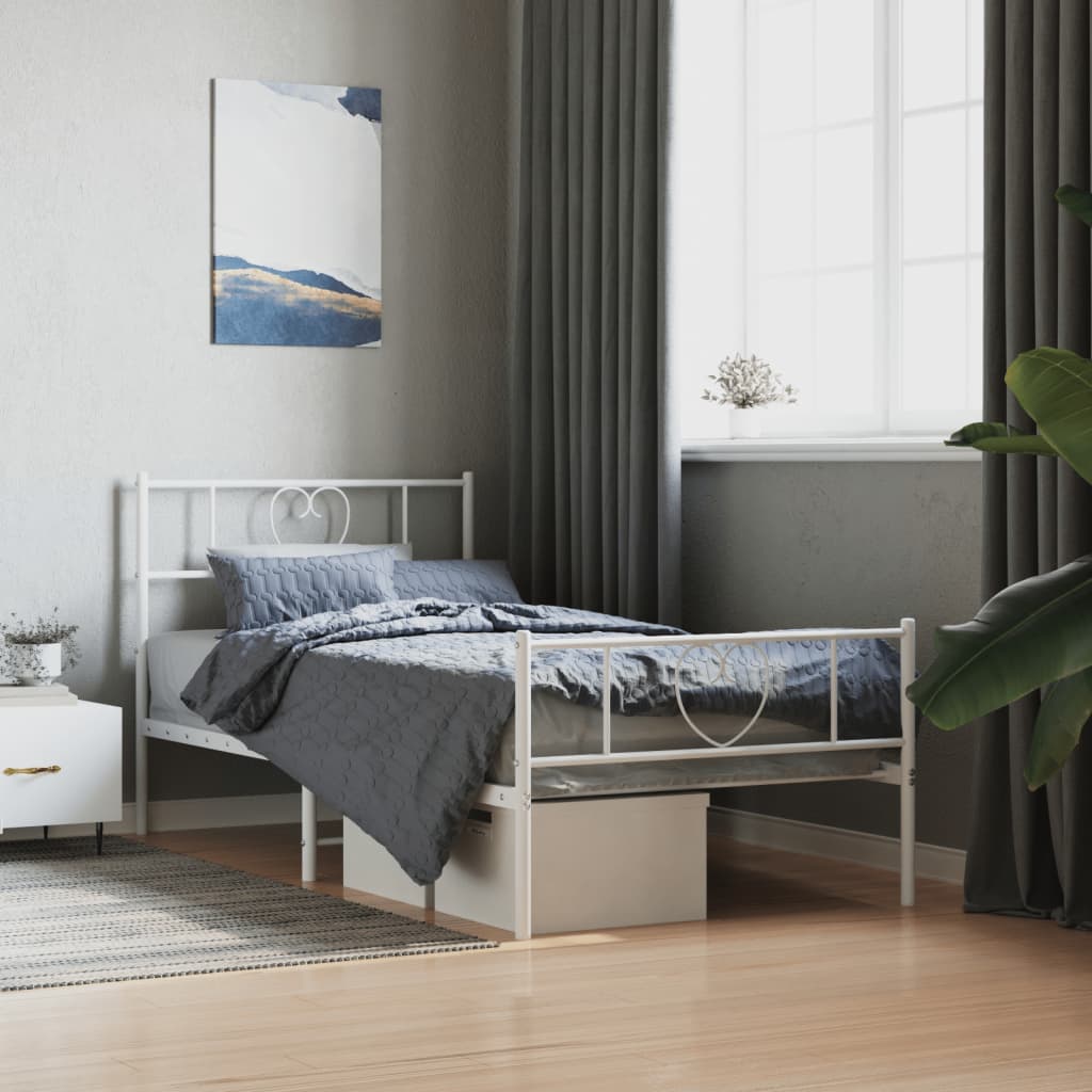 Giroletto con Testiera e Pediera Metallo Bianco 90x190 cm