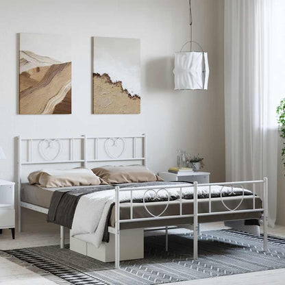 Giroletto con Testiera e Pediera Metallo Bianco 135x190 cm