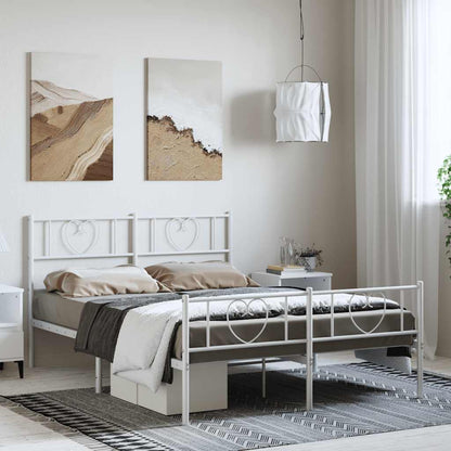 Giroletto con Testiera e Pediera Metallo Bianco 150x200 cm
