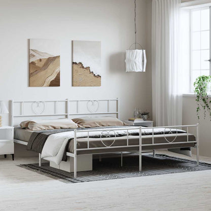 Giroletto con Testiera e Pediera Metallo Bianco 183x213 cm