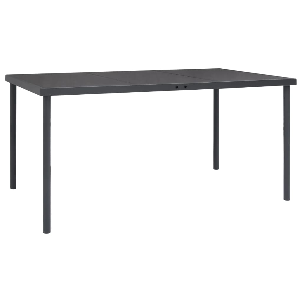 Set da Pranzo da Giardino 7 pz Nero in Acciaio e Textilene