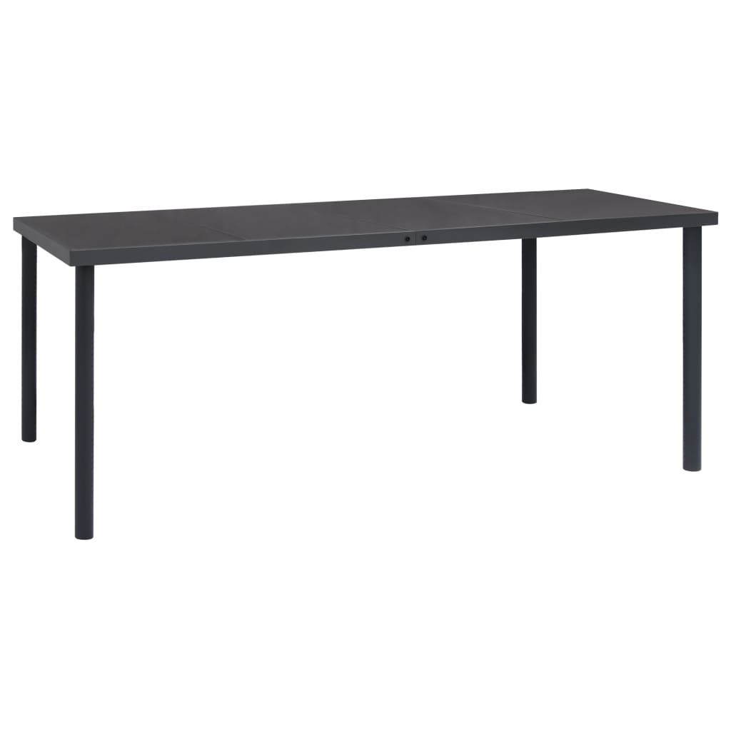 Set da Pranzo da Giardino 7 pz Nero in Acciaio e Textilene