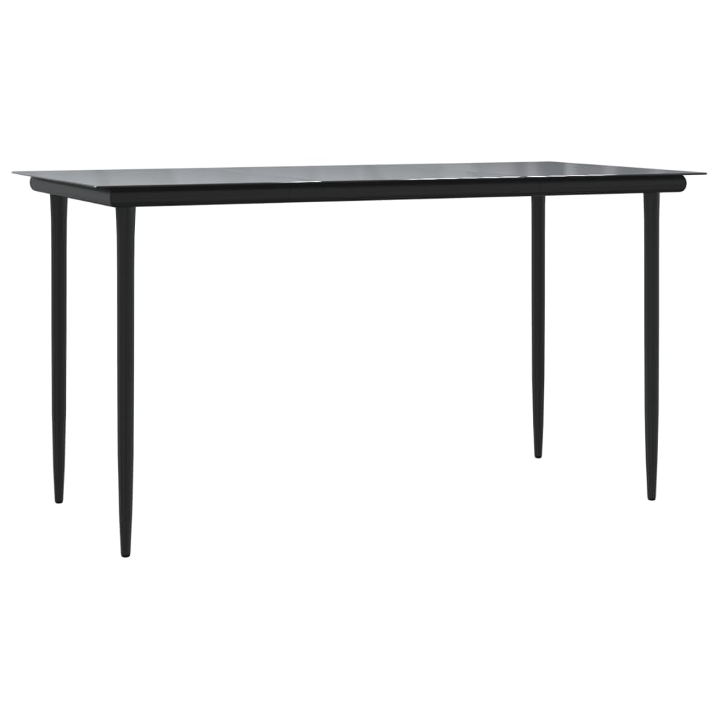 Set da Pranzo da Giardino 5 pz Nero in Acciaio e Textilene
