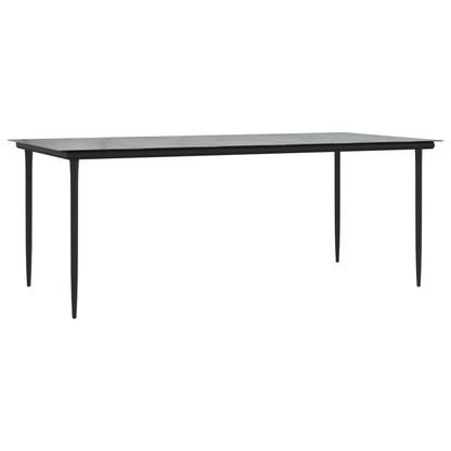 Set da Pranzo da Giardino 7 pz Nero in Acciaio e Textilene