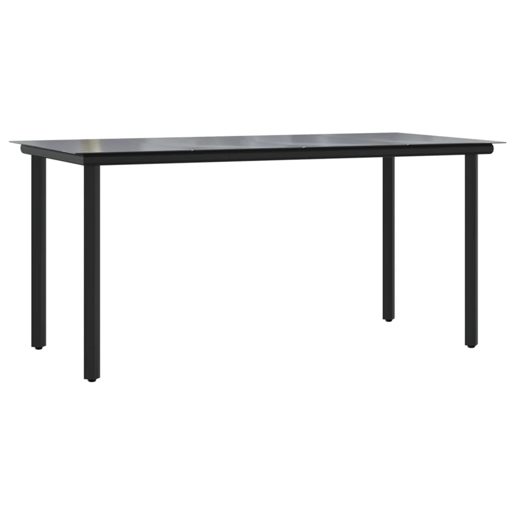 Set da Pranzo da Giardino 5 pz Nero in Acciaio e Textilene