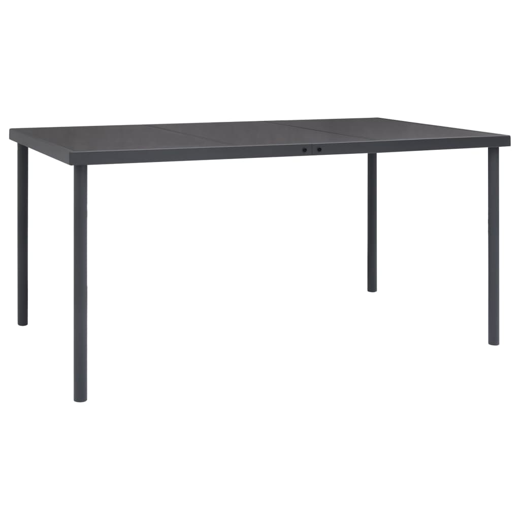 Set da Pranzo da Giardino 5 pz Nero in Acciaio e Textilene