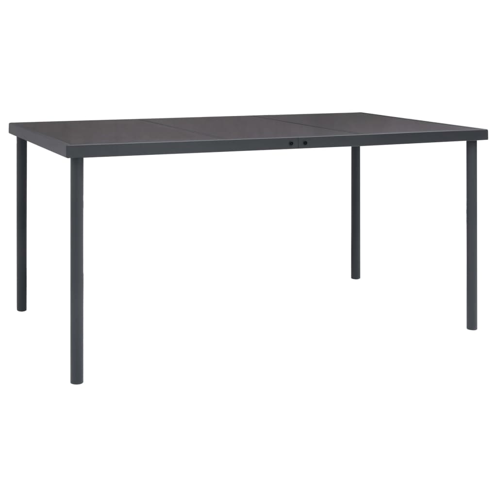 Set da Pranzo da Giardino 7 pz Nero in Acciaio e Textilene