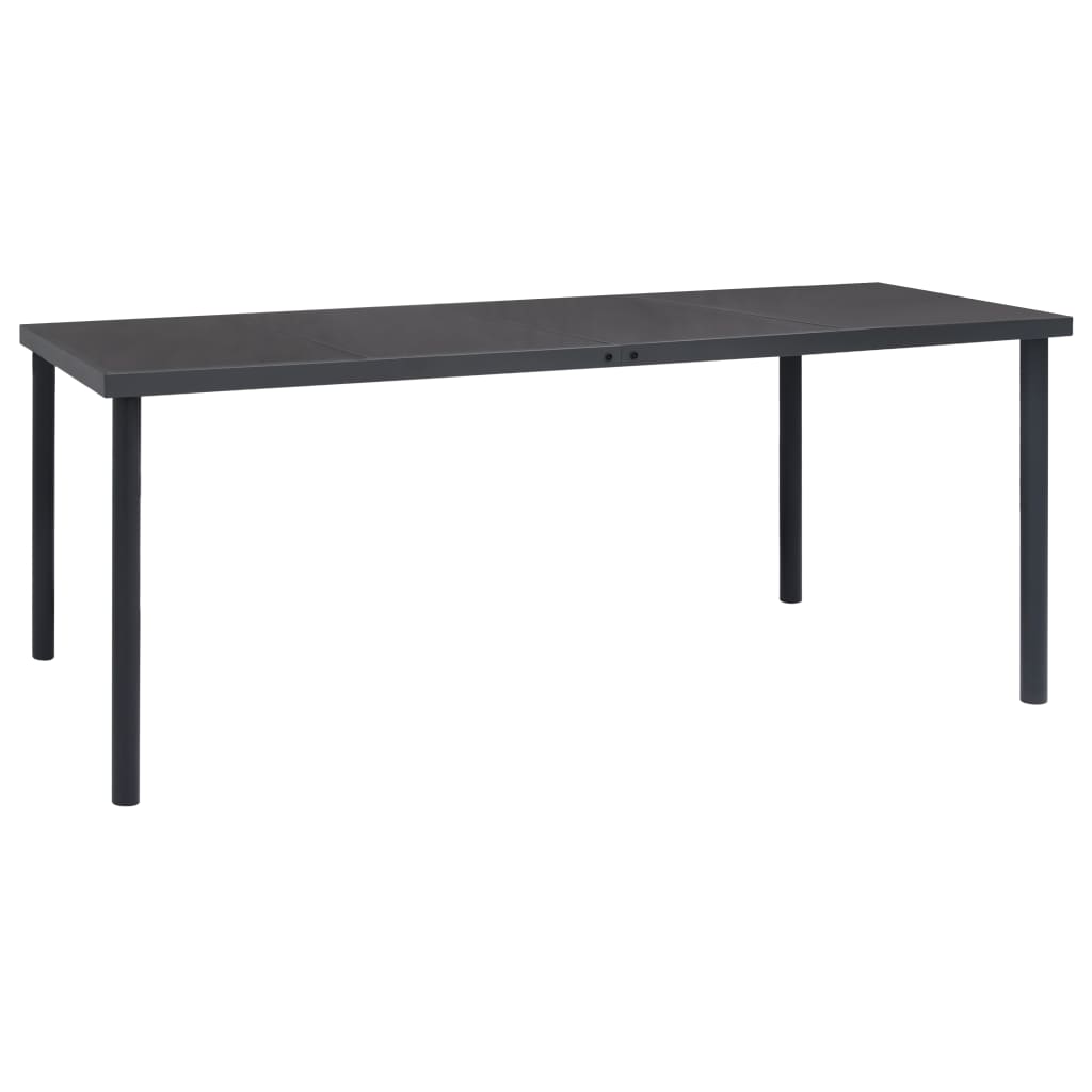 Set da Pranzo da Giardino 7 pz Nero in Acciaio e Textilene