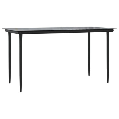 Set da Pranzo da Giardino 5 pz Nero in Acciaio e Textilene