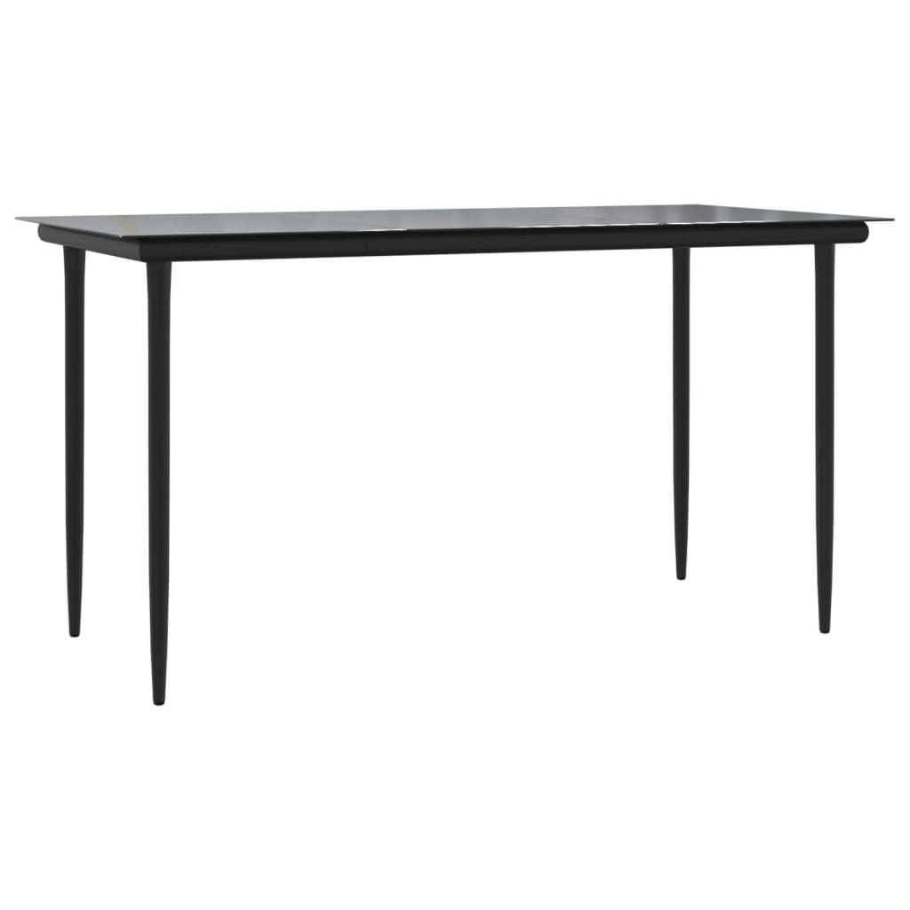 Set da Pranzo da Giardino 7 pz Nero in Acciaio e Textilene