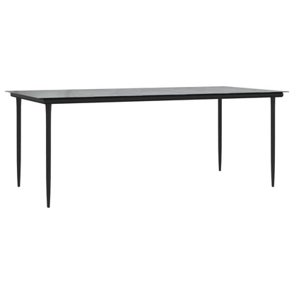 Set da Pranzo da Giardino 7 pz Nero in Acciaio e Textilene