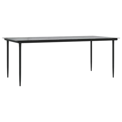 Set da Pranzo da Giardino 9 pz Nero in Acciaio e Textilene