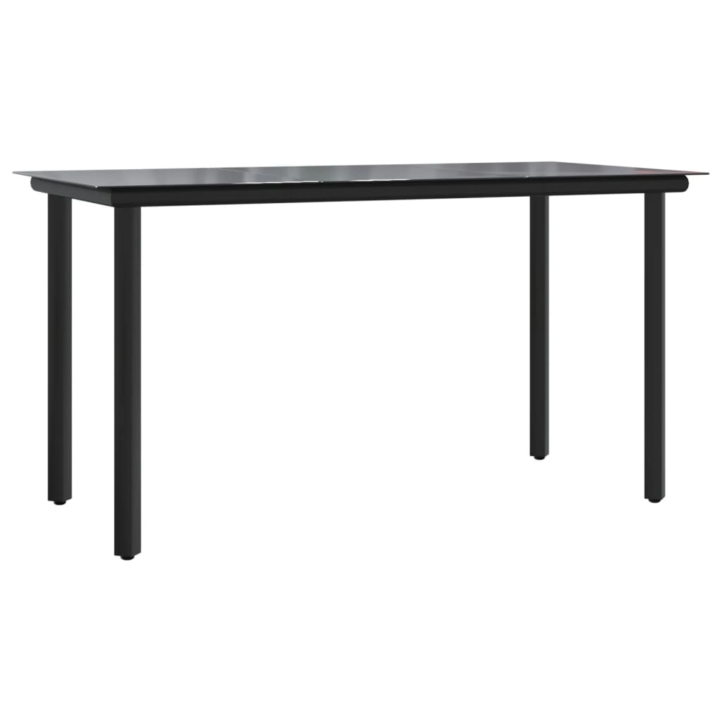 Set da Pranzo da Giardino 5 pz Nero in Acciaio e Textilene